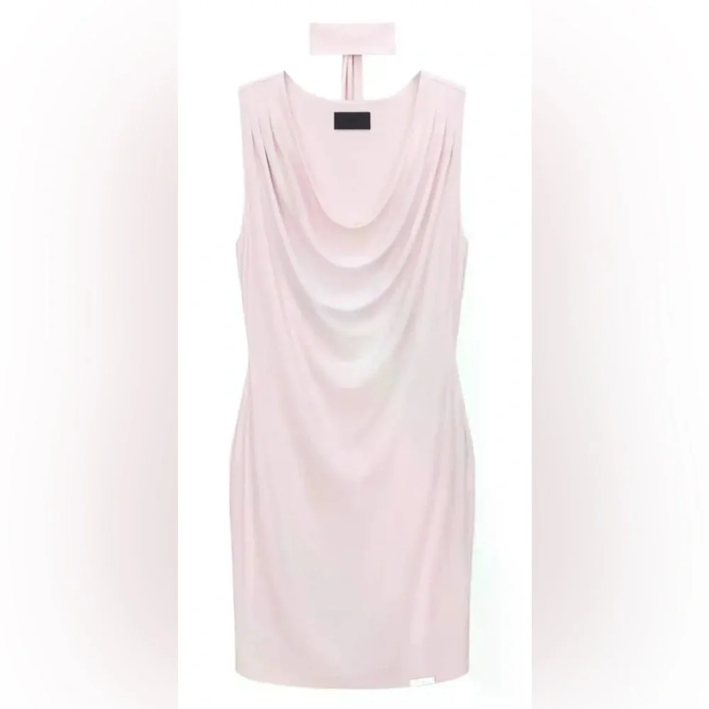 RTA Mini Dress Pink Draped Scarf NWT Size Large